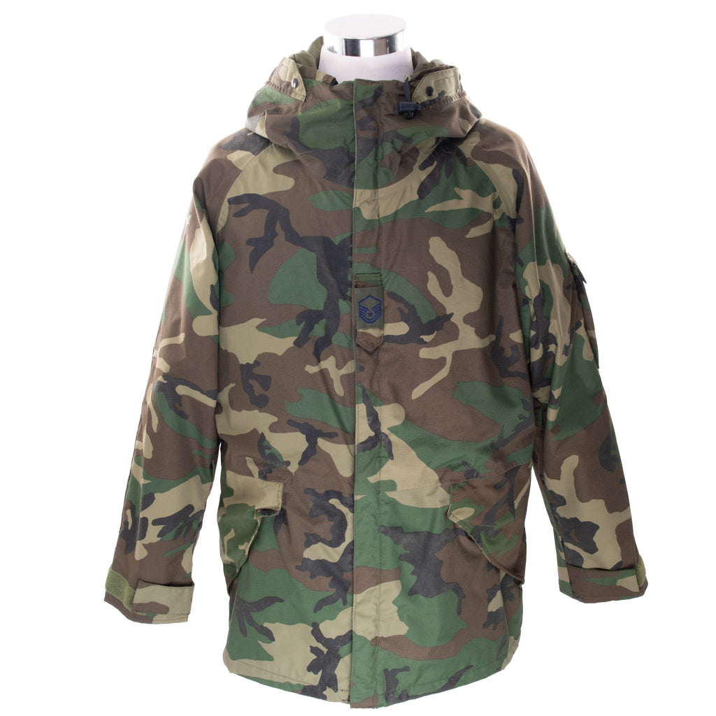 VINTAGE USAF ECWCS WOODLAND CAMO GORETEX PARKA MASTER SGT 1992 LARGE LONG