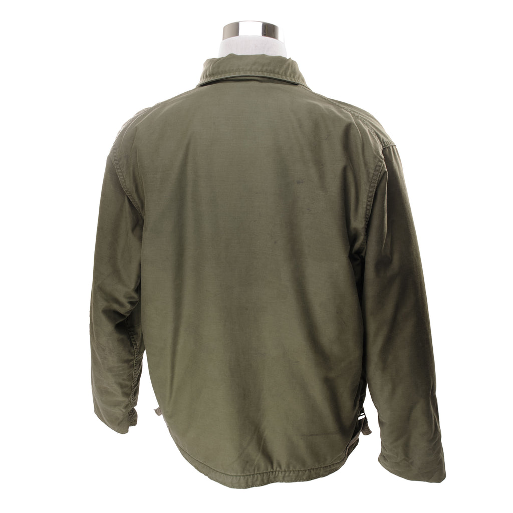 US Navy A-2 Deck Jacket with Back Stencil, Men's Size Medium unclear Khaki type Vintage Second Hand