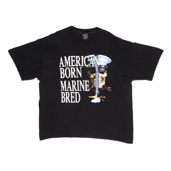 Vintage USMC US Marine Corps American Born Marine Bred Tee Shirt Size XL 1990S Made In USA