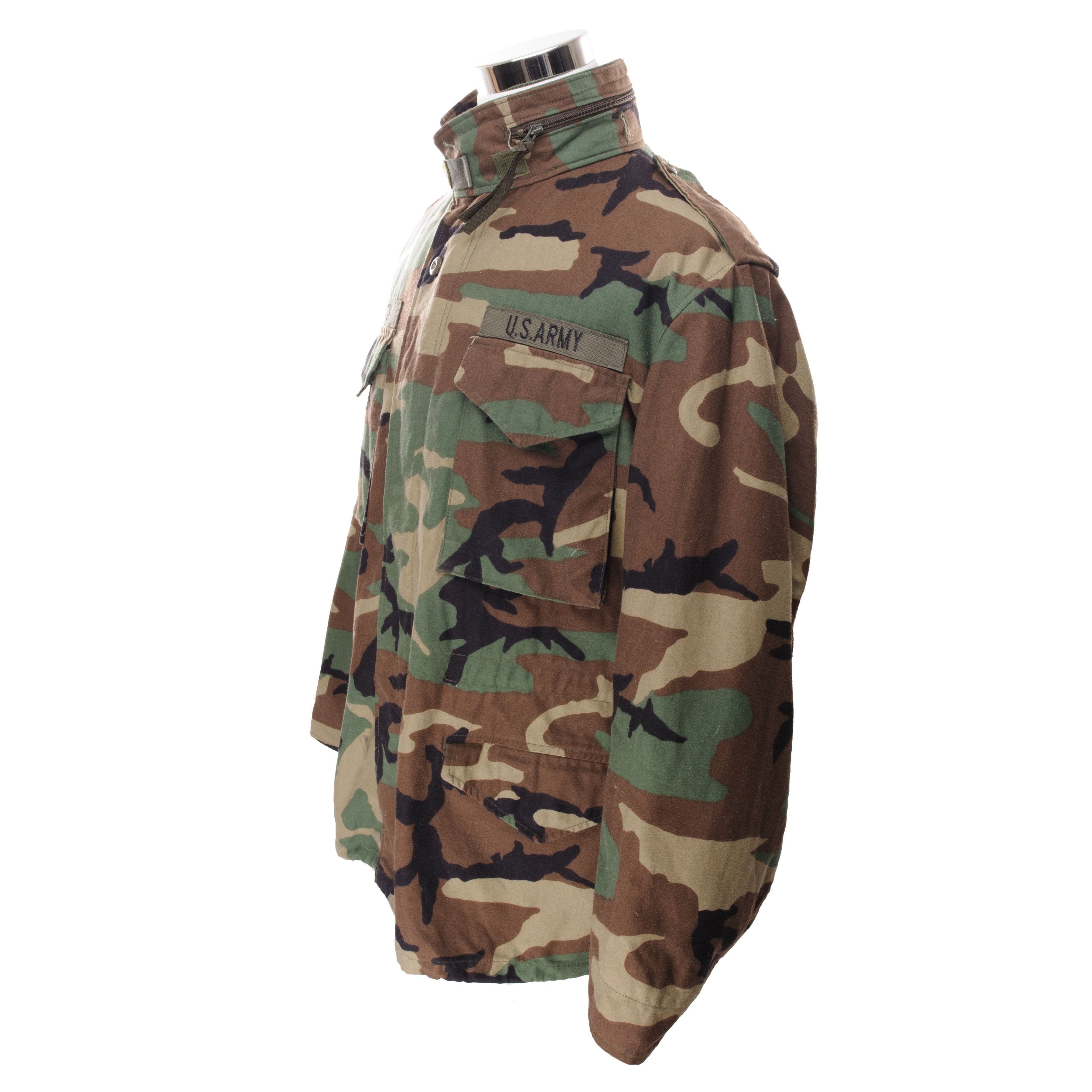 Sp0100 復古美國陸軍 M65 林地迷彩野戰夾克,帶補丁 1999 年大號常規款 – Rare Gear USA