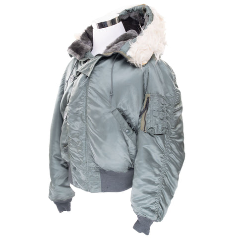 VINTAGE US ARMY PARKA E.C.W. FLIGHT JACKET N-2B  1976 ALPHA IND SIZE LARGE