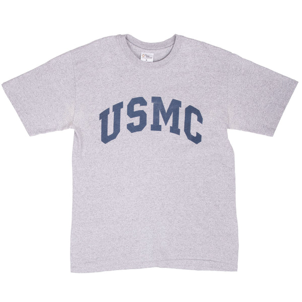 Vintage Usmc Marine Corp Grey Tee Shirt 2000S Size Medium Made In Usa