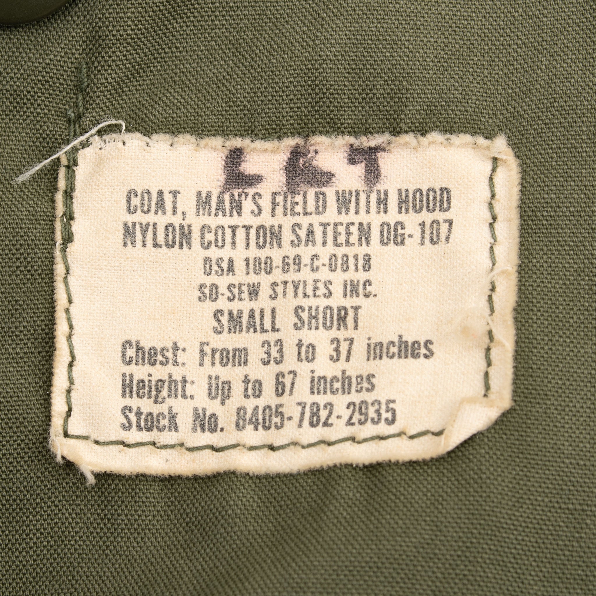 VINTAGE US ARMY M65 M-1965 FIELD JACKET 1969 VIETNAM WAR SIZE 