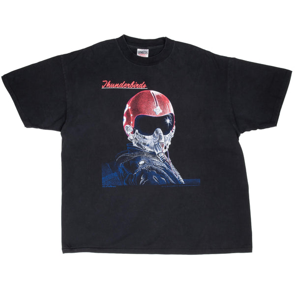 Vintage Thunderbirds Blackbird 1992 Military Tee Shirt Size 2XL Made In Usa With Single Stitch Sleeves