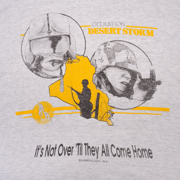 Vintage Operation : Desert Storm It's Not Over Til They All Come Home Tee Shirt 1991 Size XL Made In USA With Single Stitch Sleeves