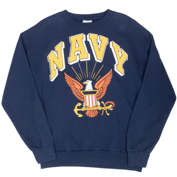 Vintage Usn Us Navy Blue Sweatshirt 1990S Large Made In Usa