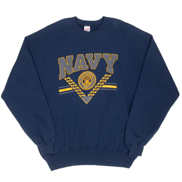 Vintage Usn Navy United States Navy Blue Sweatshirt 2000S Size 2XL Made In Usa