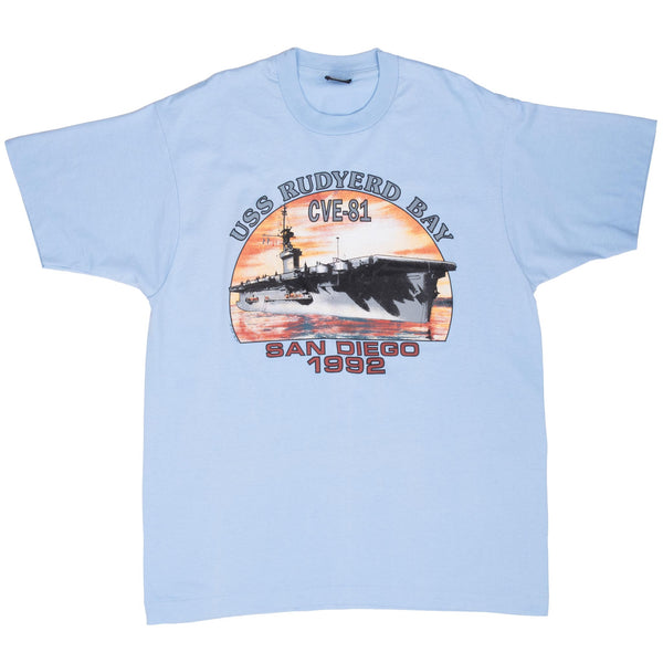 Vintage Usn Uss Rudyerd Bay Cve-81 San Diego 1992 Tee Shirt Size Large Made In Usa With Single Stitch Sleeves