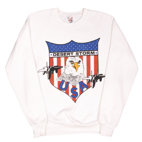 Vintage US Army Operation Desert Storm White Sweatshirt 1990S Size Medium Made In USA