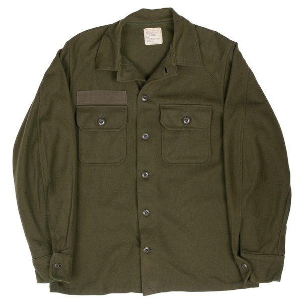 Vintage Us Army Og 108 Wool Shirt Patched 1977 Size Medium Nos