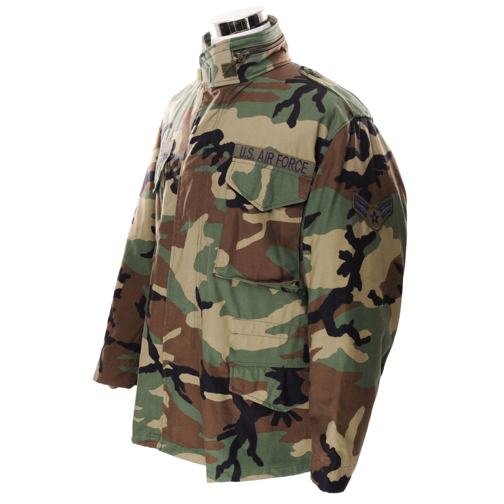 VINTAGE USAF M-1965 M65 WOODLAND CAMO FIELD JACKET 1996 VINTAGE USAF M-1965 M65 WOODLAND CAMO FIELD JACKET 1996