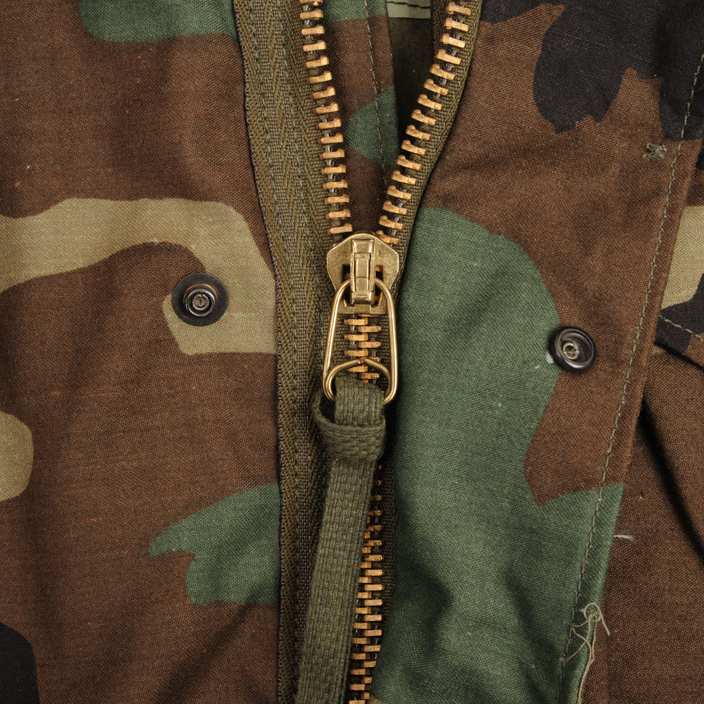 VINTAGE US ARMY M65 WOODLAND CAMO FIELD JACKET 1985 MEDIUM SHORT NOS ...