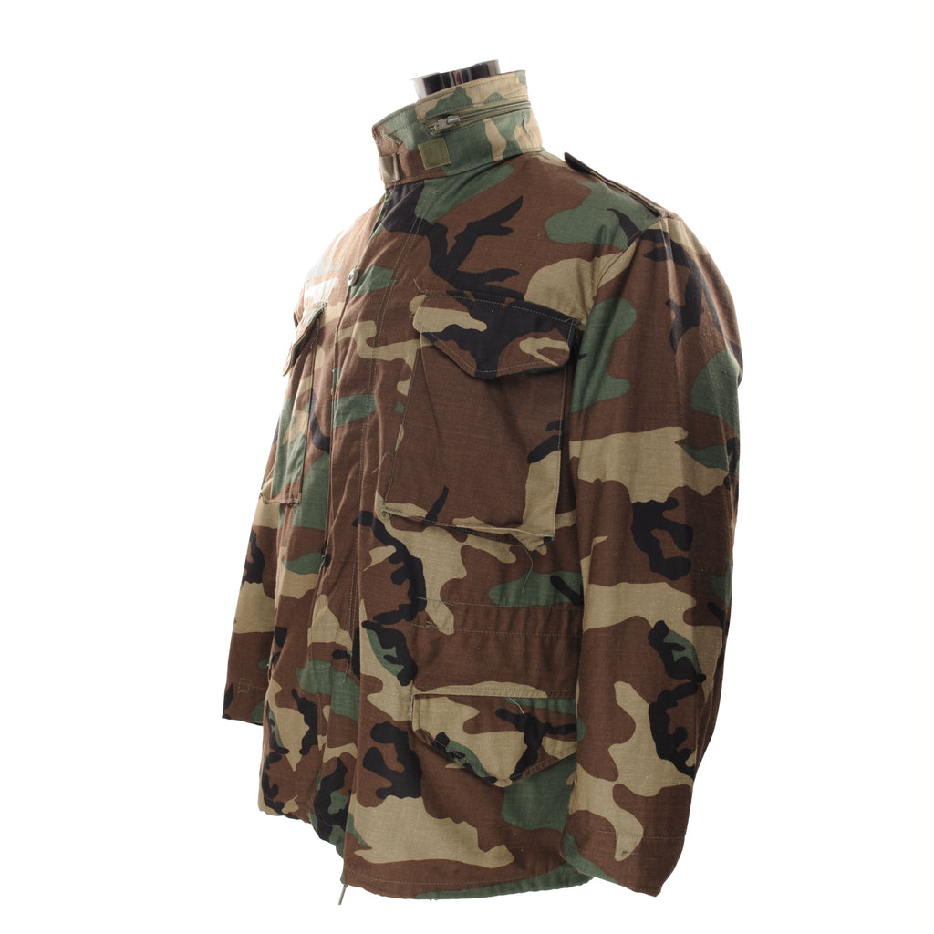VINTAGE US ARMY M65 WOODLAND CAMO FIELD JACKET 1985 MEDIUM