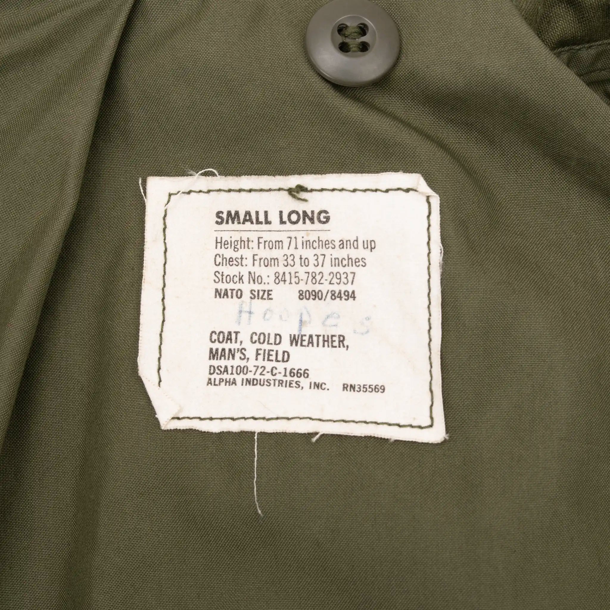 米軍実物 M65 1972年製 SMALL REGULAR ヴィンテージ VINTAGE US ARMY M1965 M65 FIELD JACKET 1972 VIETNAM WAR SIZE SMALL