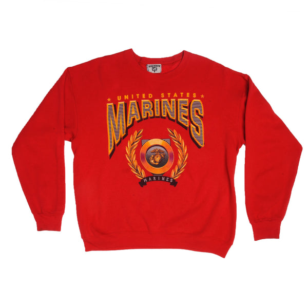 Vintage Red United States Marines Sweatshirt Size Large 1990S Made In USA