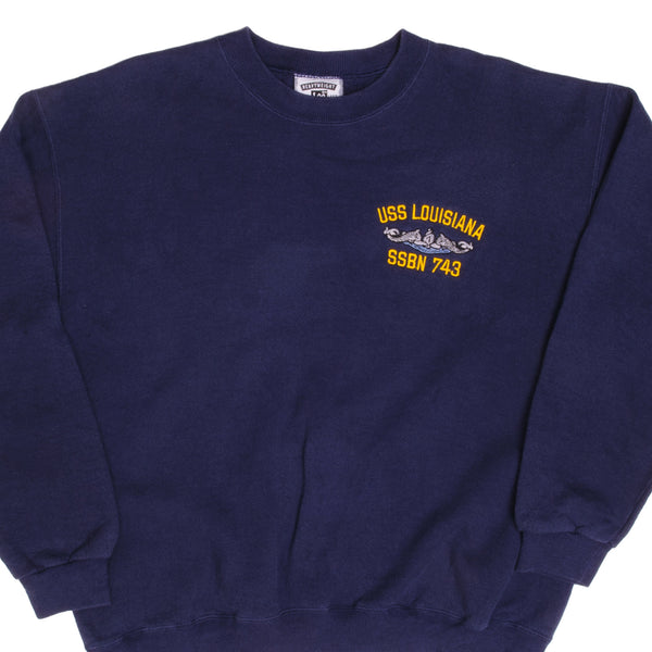 Vintage USN US Navy USS Louisiana SSBN 743 Sweatshirt Crewneck 1990S