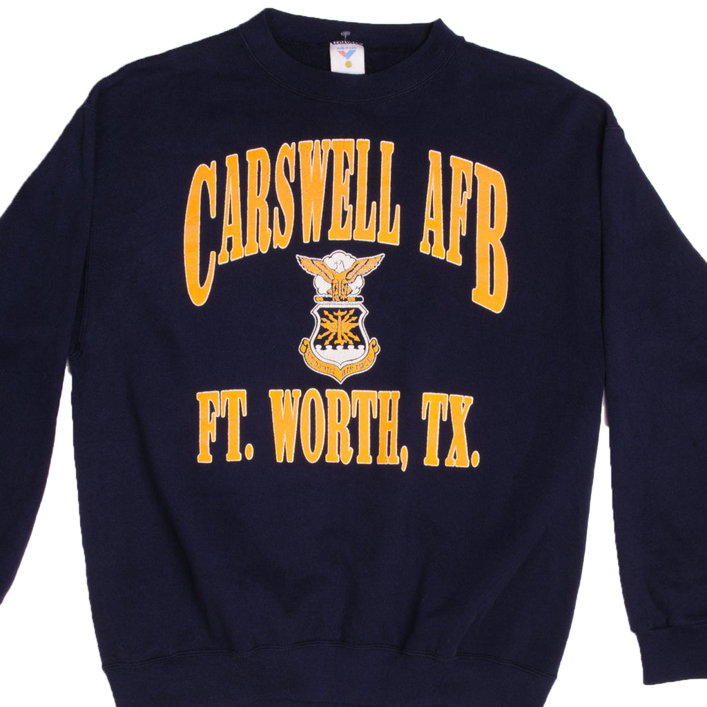 Vintage Blue Carswell AFB USAF Air Force Ft. Worth, TX Sweatshirt 1990s Size Large Made In USA