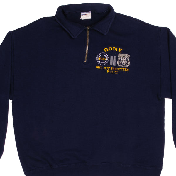 Vintage 9-11-01 Gone But Not Forgotten NYPD FDNY Sweatshirt Crewneck 1992 Size Large. 