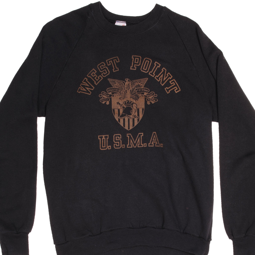 Vintage Black United States Military Academy West Point Sweatshirt 1990s Size L Made In USA