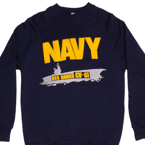 Vintage USN US Navy Uss Ranger CV-61 Sweatshirt Crewneck 1990s Size Large. Made In USA.