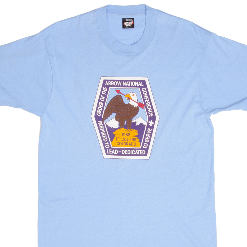 Vintage Order Of The Arrow National Conference Inspired To Lead-Dedicated To Serve 1988 FT. Collins Colorado Tee Shirt Size Medium Made In USA
