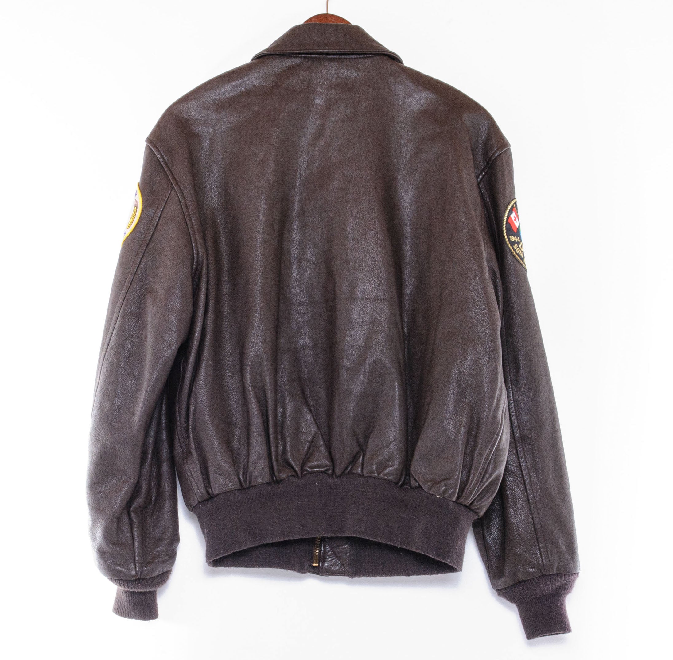 Men's Vintage Distressed Black Leather Bomber Pilot Jacket