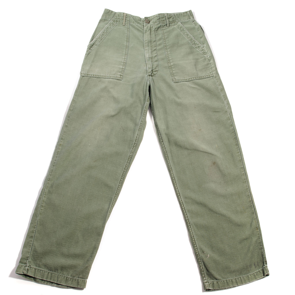 VINTAGE US ARMY TYPE 1 UTILITY OG-107 SATEEN TROUSERS PANTS 1970 VIETNAM WAR SIZE 32X30 STAMPED