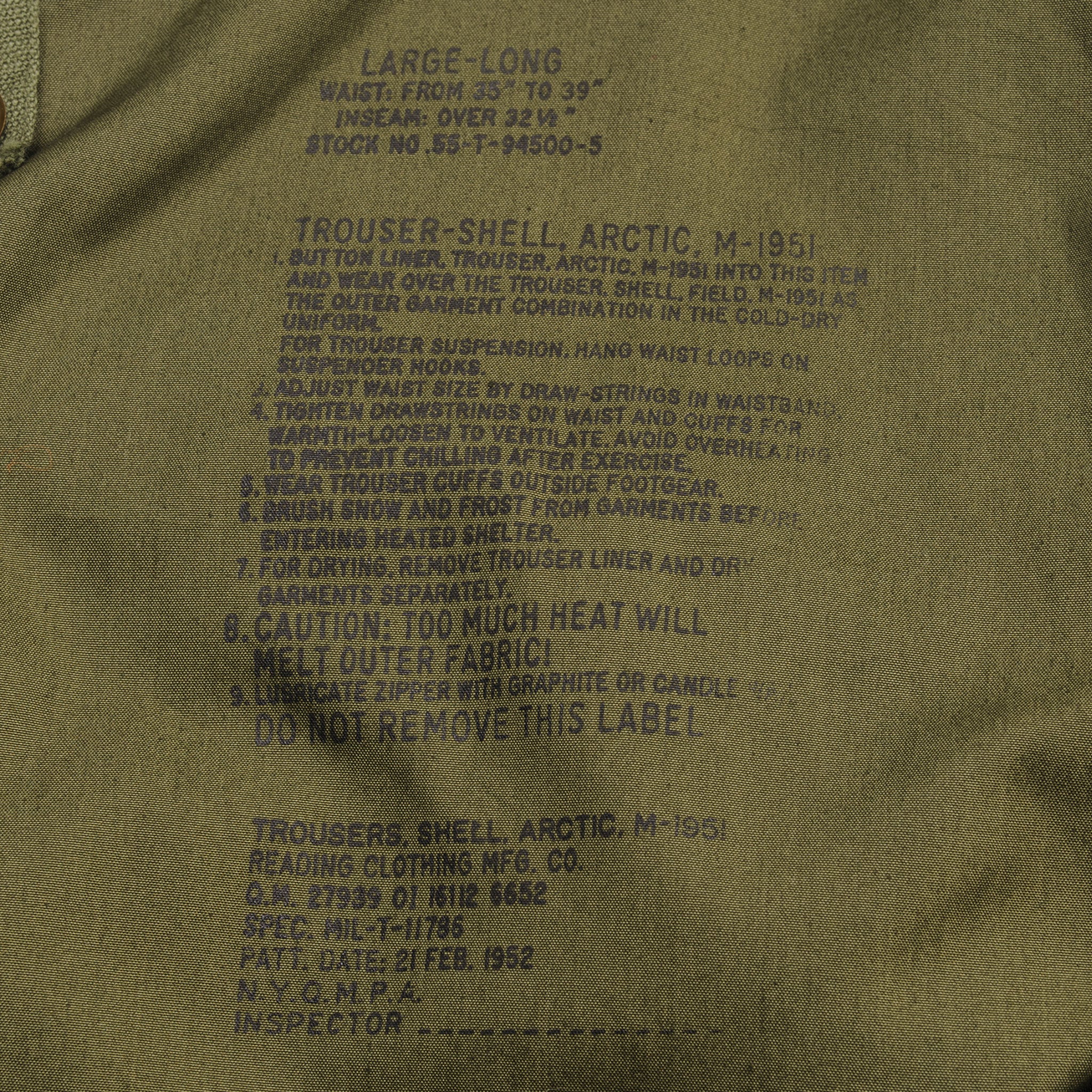 Vintage US Army M-1951 Trouser-shell Arctic Pants Korean War