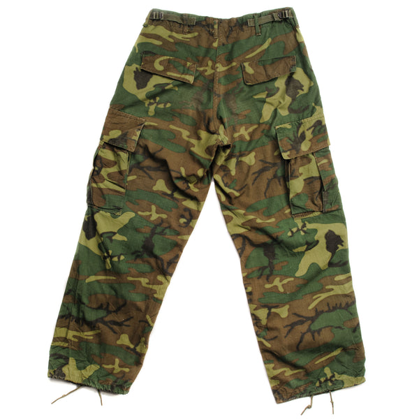 VINTAGE US ARMY TROPICAL COMBAT TROUSERS 6TH PATTERN ERDL 1968 VIETNAM WAR SIZE SMALL SHORT