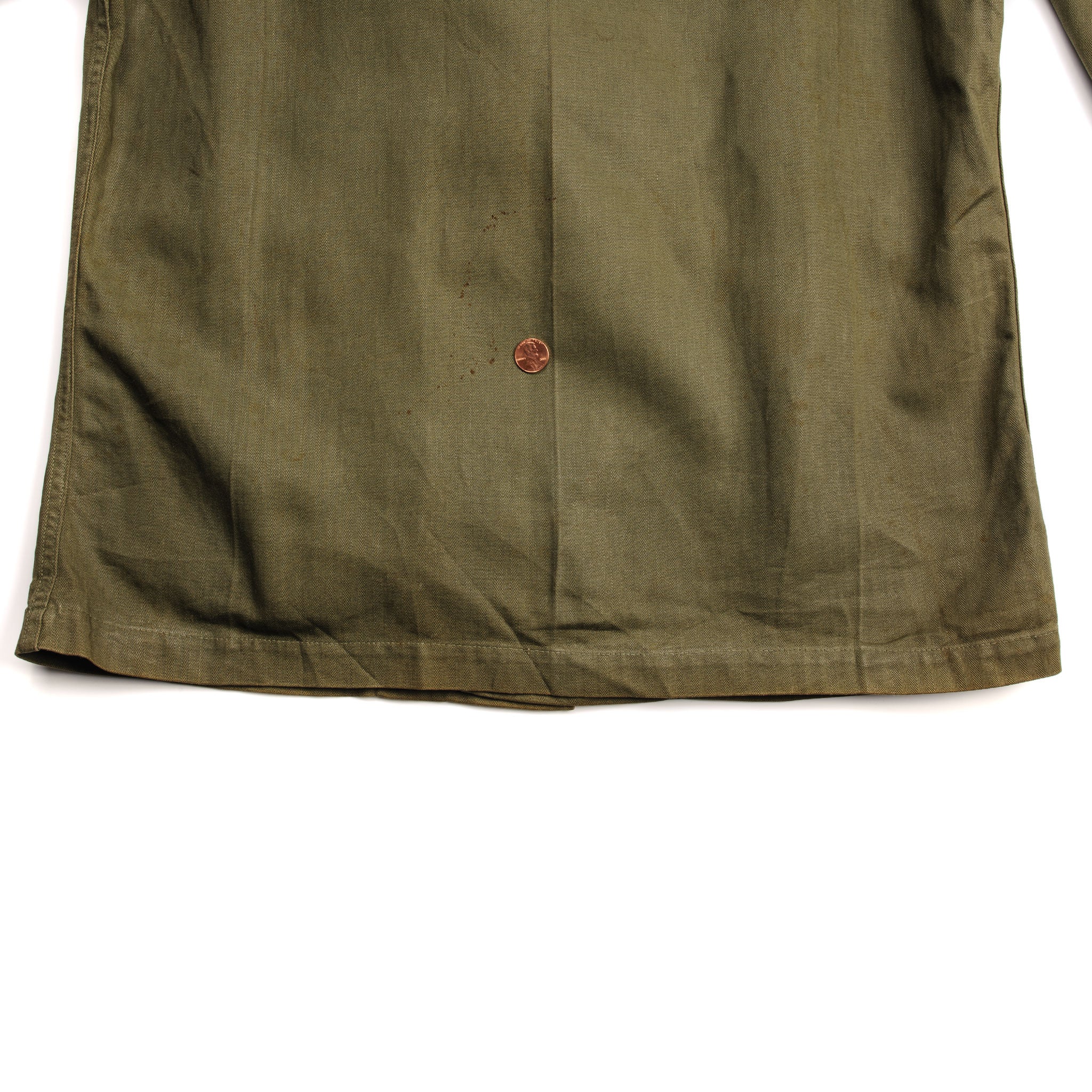 VINTAGE US ARMY HBT HERRINGBONE TWILL SHIRT 2ND PATTERN 40'S SIZE 36R
