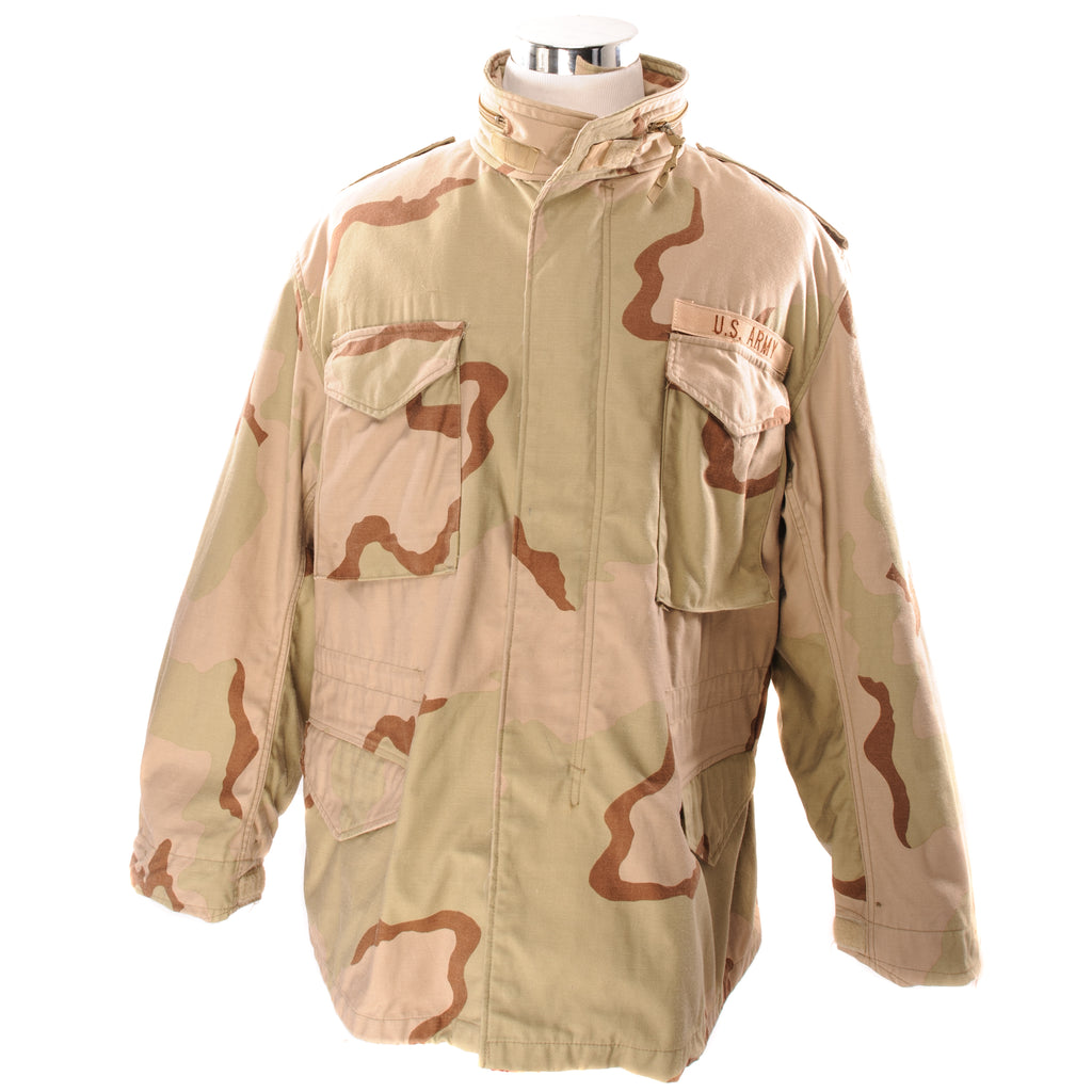 VINTAGE US ARMY M-1965 M65 FIELD JACKET DESERT CAMOUFLAGE PATTERN 1996 SIZE LARGE REGULAR