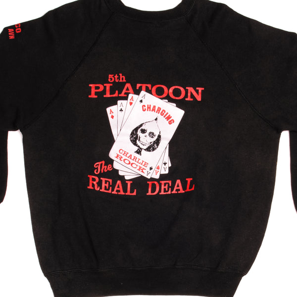 Vintage Army Aviation 5th Platoon The Real Deal Lee Sweatshirt Lee Size XLarge Made In USA.  C-CO 1/122 AVN ;Official Charlie Company Outlaws 1-222 Aviation Regiment