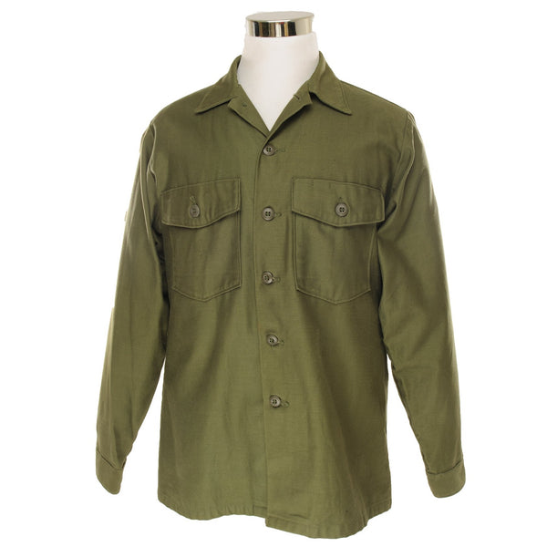 Vintage US Army Cotton Sateen Utility Shirt P-64 P64 Size 16 1/2 X 36 Deadstock. NOS  8405 - 781 - 8949