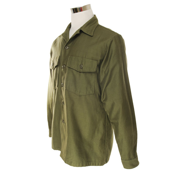 Vintage US Army Cotton Sateen Utility Shirt P-64 P64 Size 16 1/2 X 36 Deadstock. NOS  8405 - 781 - 8949