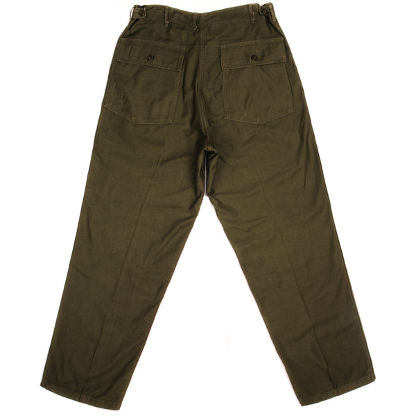 Vintage US Army Utility Trousers Sateen Pants 1963 Vietnam War Size LARGE W34 L33.
