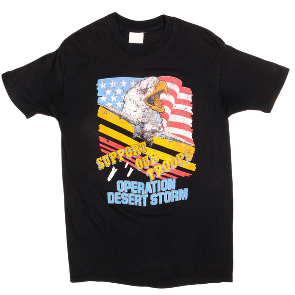 Vintage US Military Support Our Troops Operation Desert Storm Sportswear II Tee Shirt 1990's Size Medium Made In USA With Single Stitch Sleeves.
