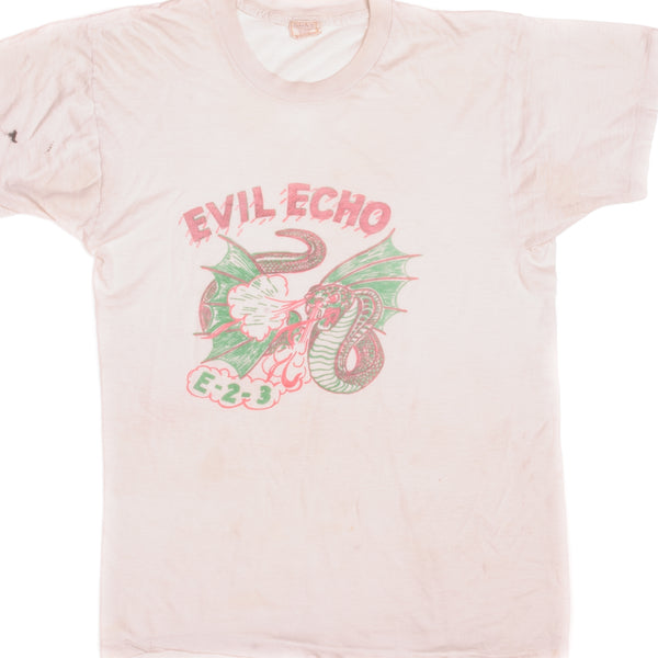 Vintage Evil Echo E-2-3 Tee Shirt Size Small Made In USA With Single Stitch Sleeves.