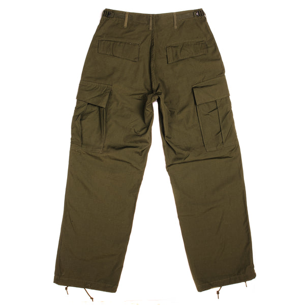Vintage US Army Tropical Combat Trousers Pants Rip Stop Poplin 6Th Pattern 1969 Vietnam War Size Small Regular Deadstock.  STOCK NO. 8405-935-3305  DSA 100-69-C-1107