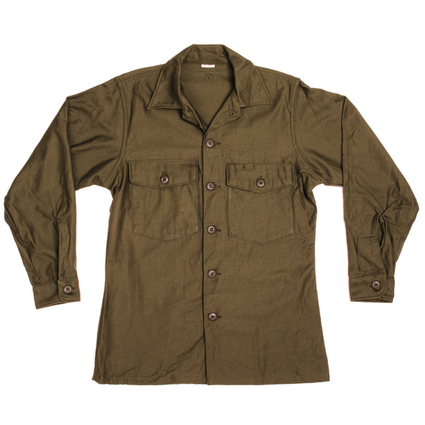 Vintage US Army Cotton Sateen Utility Shirt P-64 P64 1971 Vietnam War Size 14 1/2 X 31 Deadstock. NOS