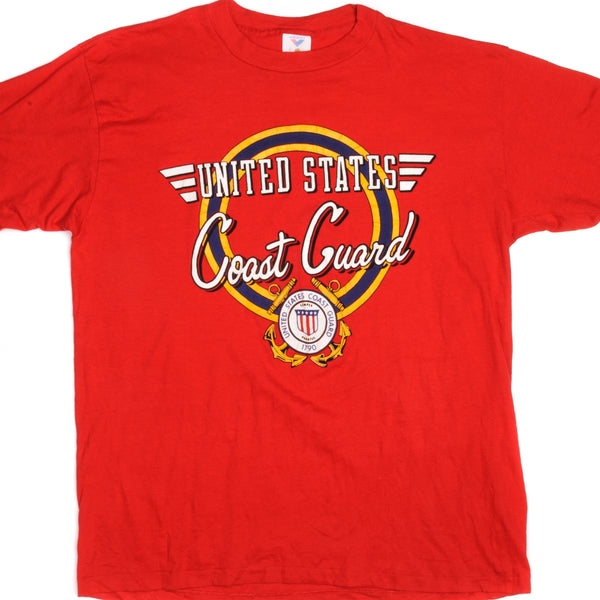 Vintage United States Coast Guard Jostens Tee Shirt Size Large Made In USA with single stitch sleeves.