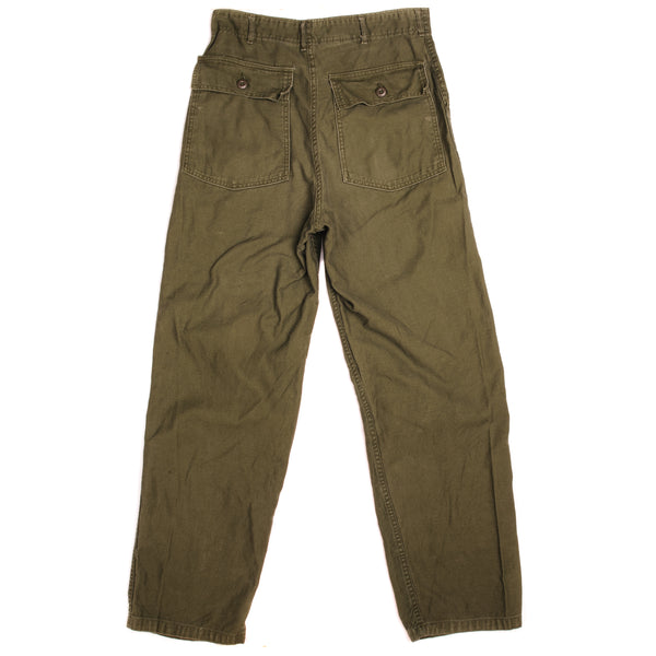 Vintage US Army Sateen Utility Trousers Pants 1966 Vietnam War Size W31 L30.  Stock No. 8405-082-6614 DSA 100-4188
