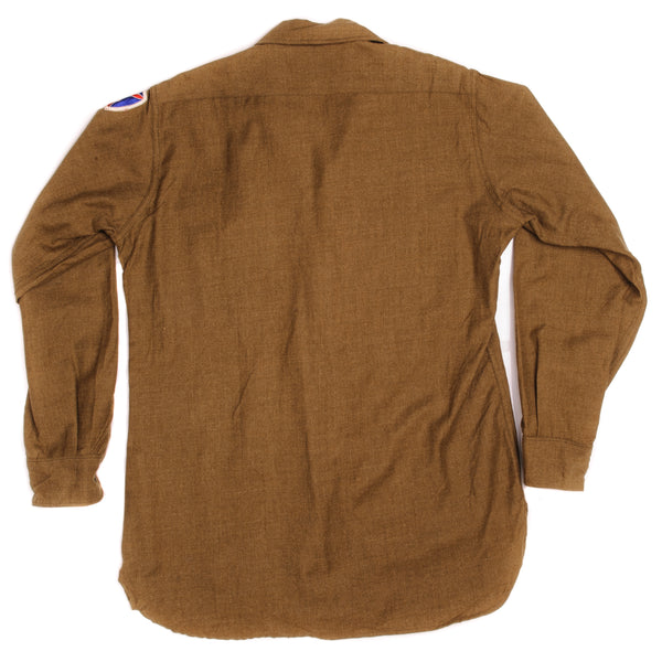 Vintage US Army M-37 M37 Flannel Shirt March 16th 1945 World War 2 Size 16 1/2 X 33  Stock No. 55-S-5658-4  Cont. W-36-03-qm-15987