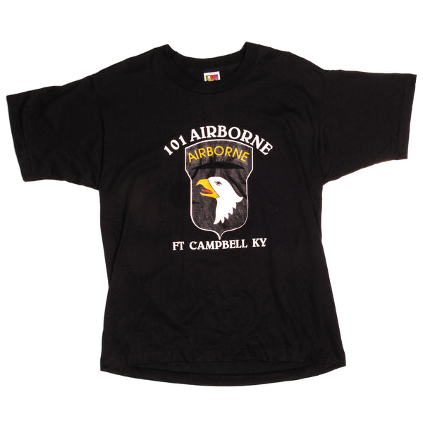 Vintage US Army 101 Airborne Ft Campbell KY Fruit of the Loom Tee Shirt size Medium with single stitch sleeves.
