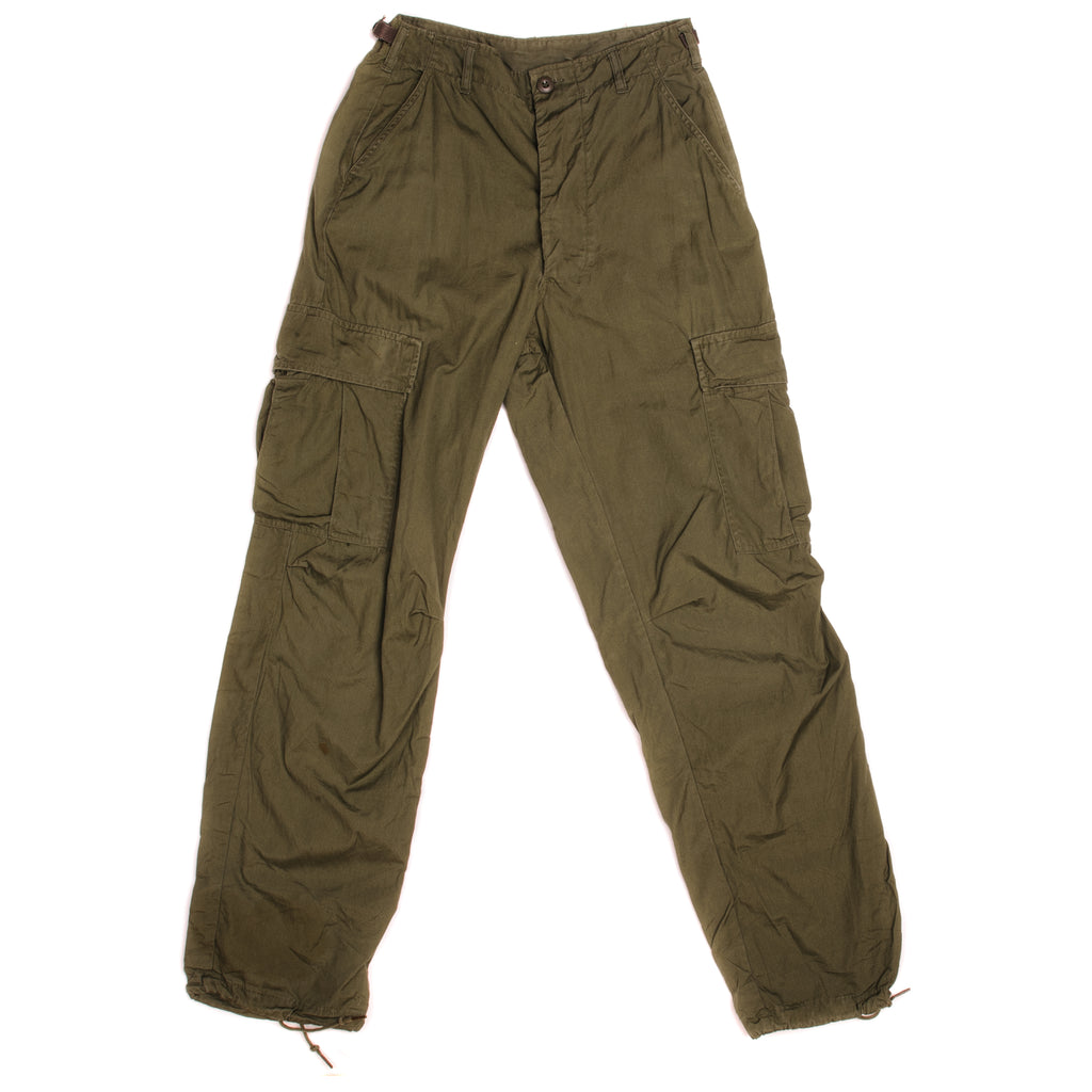 Vintage US Army Tropical Combat Pants Poplin 4th Pattern Vietnam War Size Small Long 30x32.  STOCK NO : 8405-082-5558  NO. DSA 100-4193