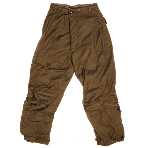 Vintage US Army Air Forces Intermediate Flying Trousers Type A-9 World War 2 Era Size W32 L29.  Stock No. 8300-878605 Contract No. W(30-053) AC-972