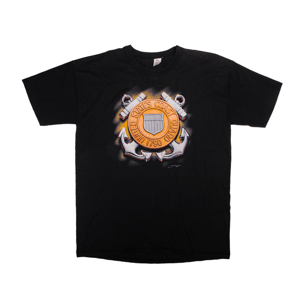 Vintage Military Army United States Coast Guards 1991 Tee Shirt  Size L With Single Stitch Sleeves. Made In USA.