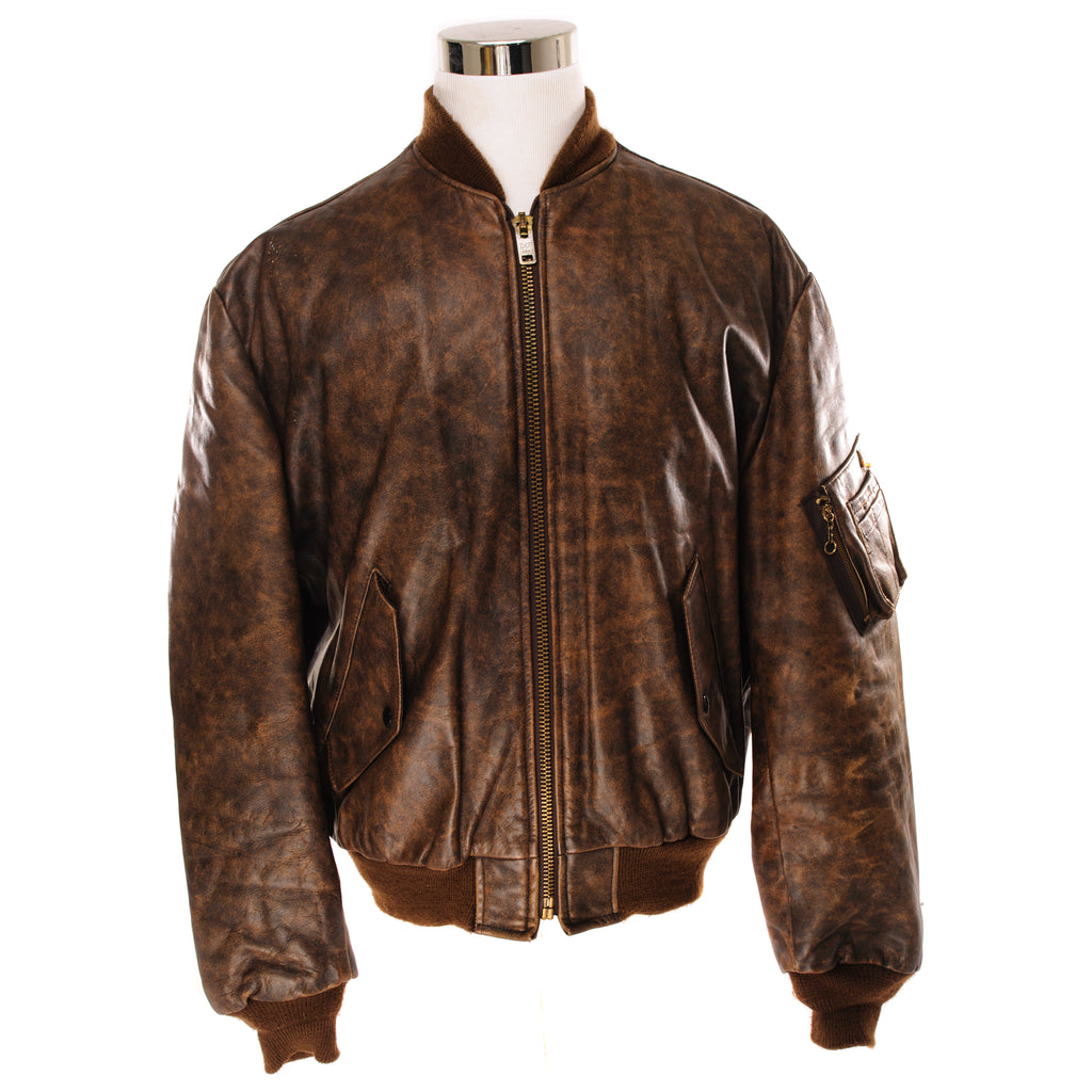 Vintage Schott Bros Leather Flight Jacket Type MA-1 Size Large 46 Made In USA.  Contract No. AF/127  Stock No. MA-1-1949
