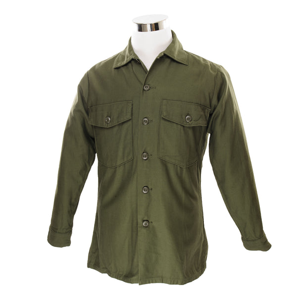 Vintage US Army Cotton Sateen Utility Shirt P-64 P64 Vietnam War 1972 Size 15 1/2 X 31 Deadstock Nos DSA100-72-C-1615  8405-782-3017