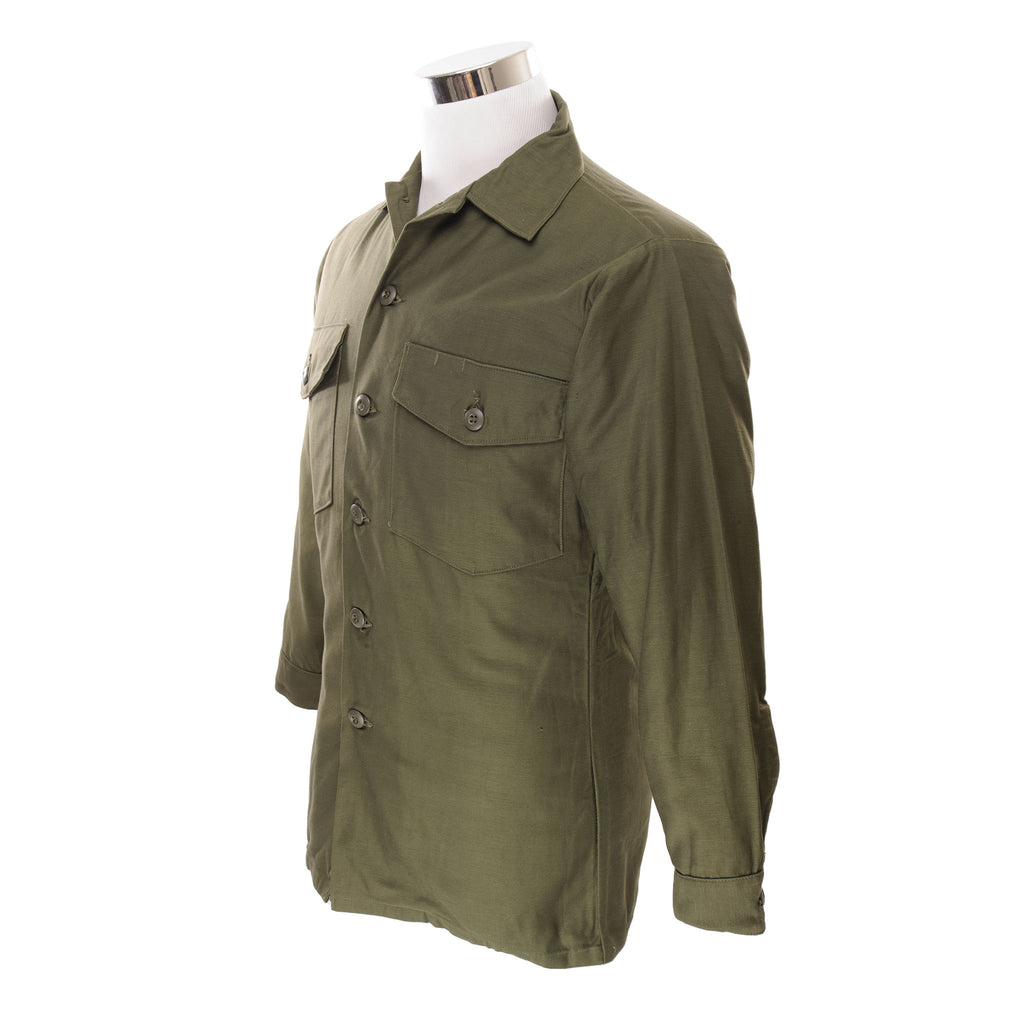 Vintage US Army Cotton Sateen Utility Shirt P-64 P64 Vietnam War 1972 Size 15 1/2 X 31 Deadstock Nos  DSA100-71-C-1491  8405-782-3017