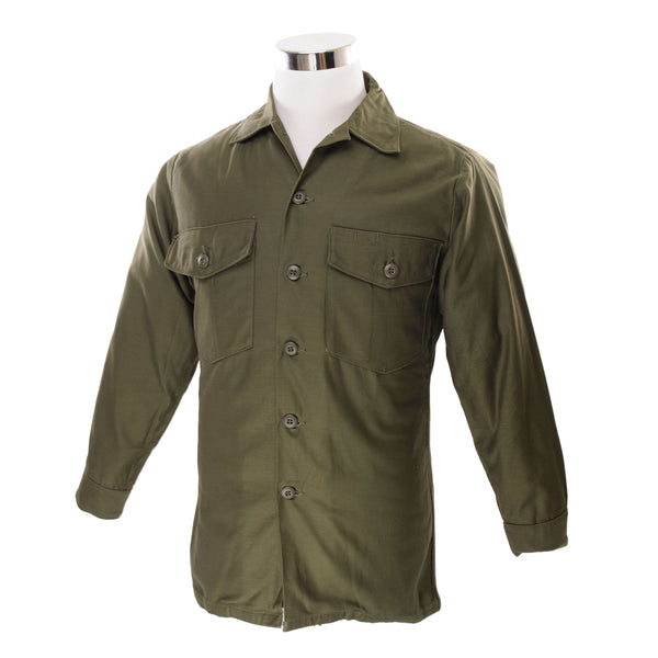 Vintage US Army Cotton Sateen Utility Shirt P-64 P64 Vietnam War 1972 Size 15 1/2 X 31 Deadstock Nos  DSA100-71-C-1491  8405-782-3017